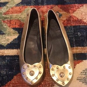 Tory Burch gold heart flats size 6.5